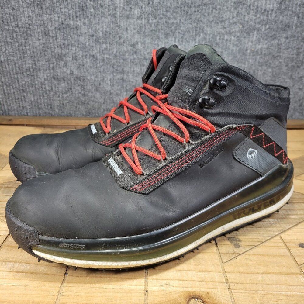 Wolverine‎ Conquer Ultraspring Hiking Boots Men's Mid Black Waterproof - US 13M - Picture 2 of 11